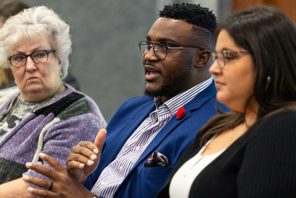 Daniel Ogunyemi participates in a recent panel discussion at Community Foundation of the Ozarks' annual Youth Empowerment Project conference.